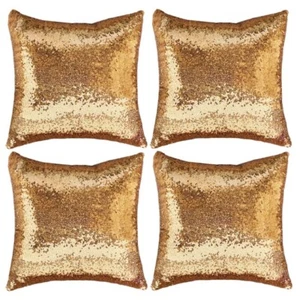 NWT 4Pk Glamorous Gold Sequin Pillow Set - Picture 1 of 3