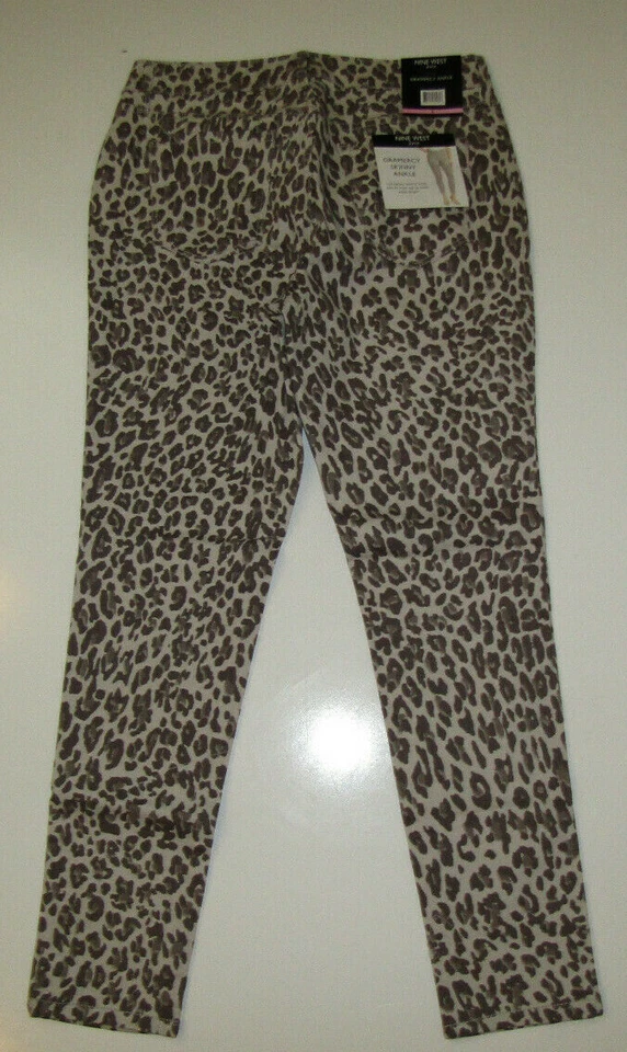 Nine West Gramercy Creamstone Bengal Bonanza SKINNY Ankle Jeans Size 12