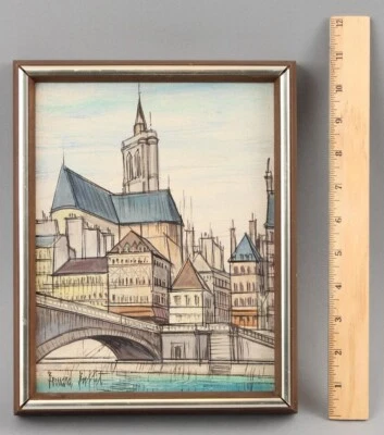 Pintura al óleo de paisaje urbano de Saint Germain modernista francés Sm Original BERNARD BUFFET Foto 1 de 4