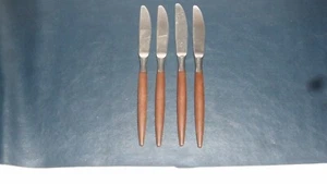 AMERICAN TEMPO STAINLESS JAPAN Wood Composite MCM Flatware 4 Dinner Knives - Picture 1 of 3