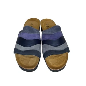 Sandalias Naot PORTIA de cuero azul con tacón de cuña sin cordones talla 40/L9 - Imagen 1 de 10