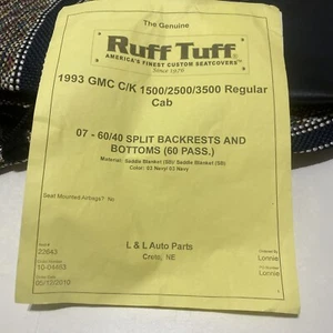 Fundas de asiento Ruff Tuff para GMC C/K 1500/2500/3500 1993 cabina regular 60/40 divididas - Imagen 1 de 11