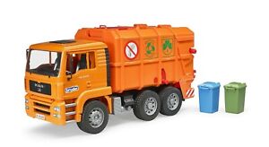 BRUDER Spielzeug Müllabfuhr 02760 MAN TGA Müll LKW Orange Müllauto Mülllaster Ne