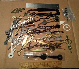 Huge Lot of Vintage Metal Black White Brass Clock Hands Hour Minute Second - Picture 1 of 5
