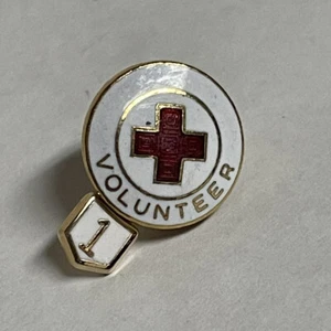 Vintage American Red Cross ARC Volunteer Enamel Tie Hat Lapel Pin - Picture 1 of 2