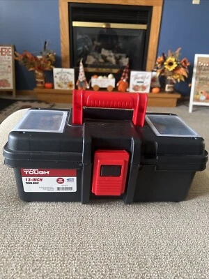 Hyper Tough 13-inch Toolbox, Plastic Tool and Hardware Storage, Black，Storage