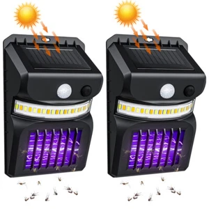 Outdoor Solar Powered LED Mosquito Lamp Fly Bug Insect Zapper Killer Trap Light - Picture 1 of 53