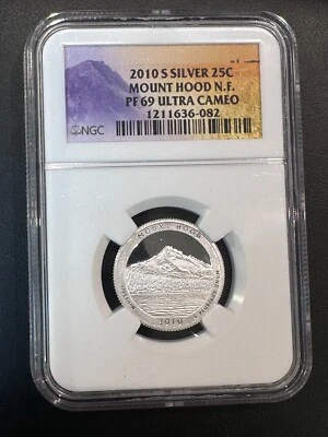 2010 S SILVER 25C NGC PF69UC 2010-S AMERICA THE BEAUTIFUL 25c MOUNT HOOD N.F. - Image 1 of 2
