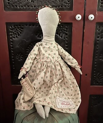 Primitive Christmas Grubby Primitive Distressed Faceless Prairie Rag Doll GP - Image 1 of 4