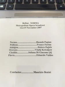 Live Opera Recording CD1914 Norma Papian Farina Zajick Kowaljow Giacomo Valdes - Picture 1 of 1