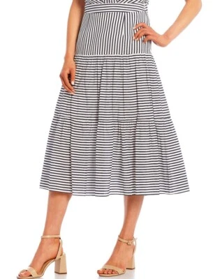 FALDA MIDI ANTONIO MELANI KENNEDY TIRO ALTO RAYAS ABISMO Y BLANCO TALLA 2 Foto 1 de 4