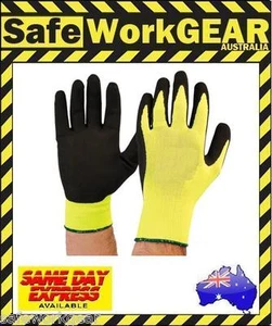 Large/XLarge Hi-Vis Yellow Safety Glove Nylon General Purpose BHP Gloves - Picture 1 of 4