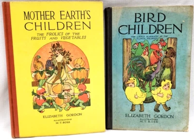 2) 1930 Elizabeth Gordon MOTHER EARTH'S CHILDREN/ BIRD CHILDREN, M.T. Moss Art - Image 1 of 4