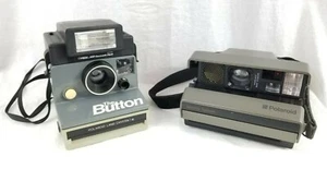 2 Vintage Polaroid Cameras - "The Button" W/Flash Attachment & Spectra System!!! - Picture 1 of 12