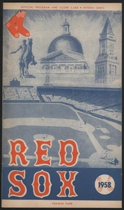 1958 Boston RED SOX vs Cleveland INDIANER Baseball-Ergebnisbuch ohne Punktzahl - Bild 1 von 1
