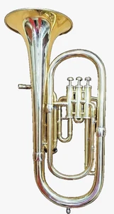 BARITONE MADE OF PURE BRASS METAL IN GOLDEN+ CUSHION BOX +MOUTHPIECE + FREE SHIP - Picture 1 of 12