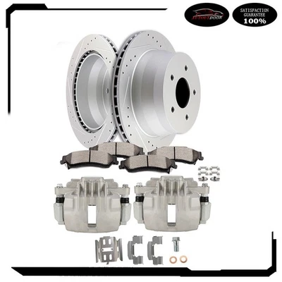 Rear Disc Rotors Ceramic Pads & Brake Caliper For Chevrolet Blazer S10 GMC Jimmy - Image 1 of 4