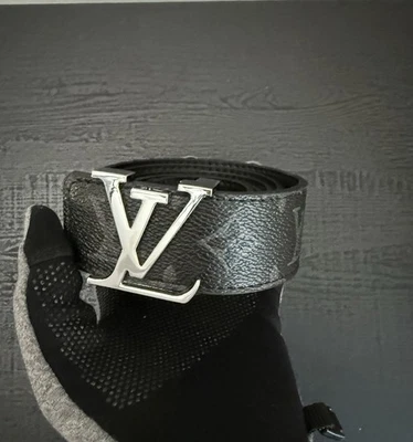 Louis Vuitton Black Monogram Leather LV Initials Belt – Silver Buckle – Pre-Own - Image 1 of 4