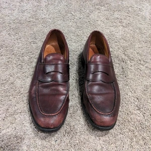 Allen Edmonds Hinsdale Penny Loafers Mens 10.5 B Burgundy Leather Dress Shoes - Picture 1 of 9