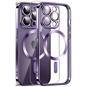 NUEVO CON ETIQUETAS ~ Funda delgada delgada de silicona magnética púrpura transparente para iPhone 14 Pro Max - Imagen 1 de 7