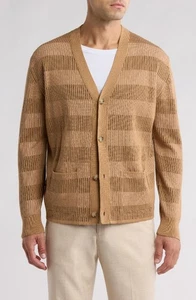 NWT HUGO BOSS Elegant Knitted Sweater/Cardigan in Beige L MSRP $ 268 - Picture 1 of 10
