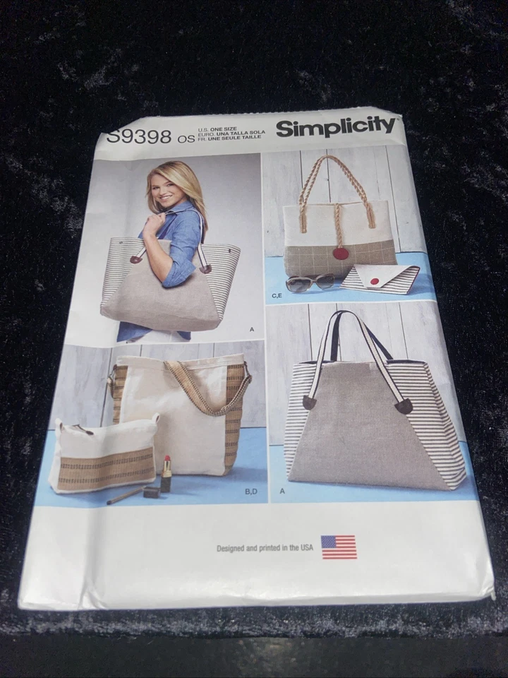 Simplicity 9398 Uncut Sewing Pattern Purse Handbag Tote Bag Cosmetic Bag - Image 1 of 1