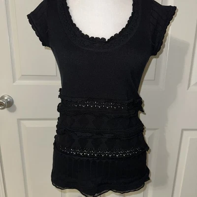 BCBG Max Azria Womens Silk Blend Black Sweater Size M Foto 1 de 4