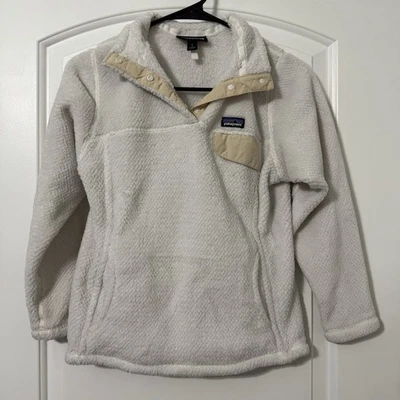 Patagonia Re-Tool Snap-T Fleece Pullover Girls Size Large White And Cream - Image 1 of 4