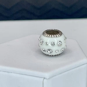Brighton Sugar Rocks White Enamel Crystal Spacer Bead Charm for Barrel Bracelet - Picture 1 of 7