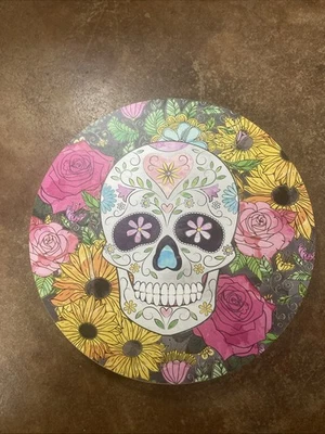 12" Sugar Skull  Lazy Susan Wood - Image 1 of 3