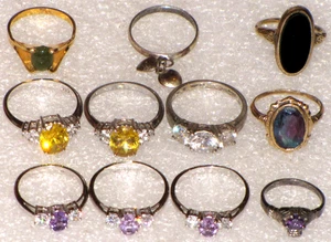 Anillo de compromiso de oro de 18k 925 diamantes de imitación circonita amatista lote de 11 mujeres - Imagen 1 de 24