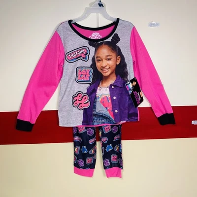 Conjunto de Pijama Nickelodeon That Girl Lay Lay 2 Peças Manga Longa Tamanho 4/5 Preto Rosa - Imagem 1 de 4
