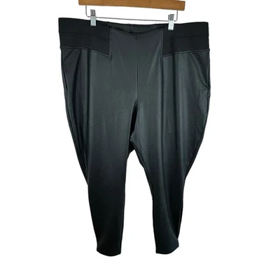 Simply Vera Vera Wang NWOT Black High Rise Skinny Pull On Pleather Pants Size 2X - Image 1 of 4