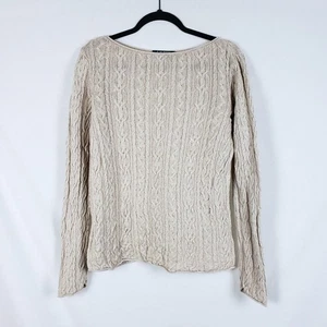 Suéter tejido con cable Lauren Ralph Lauren para mujer L cuello barco pescador costero - Imagen 1 de 10