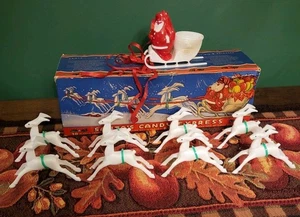 Trineo de Papá Noel y ocho renos vintage Sears Santa's Candy Express años 40 caja original - Imagen 1 de 24