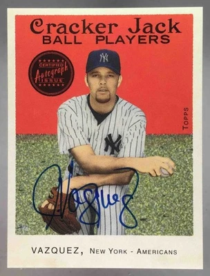 Javier Vazquez 2004 Topps Cracker Jack Mini Auto #112 Yankees - Image 1 of 4