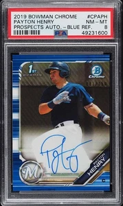 Bowman Chrome Blue Refractor Payton Henry 2019 novato automático/150 #CPA-PH PSA 8 - Imagen 1 de 2