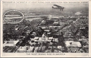 1928 WASHINGTON D.C. AIRPORT Aviation Postcard "Spirit of St. Louis Sister Ship" - Imagen 1 de 2