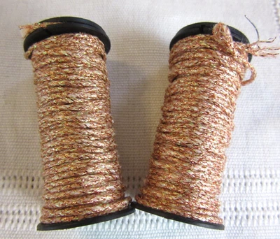 2 Kreinik Metallics #127 YELLOW ORANGE Medium #16 Braids WIRED Thread spool lot - Image 1 of 4