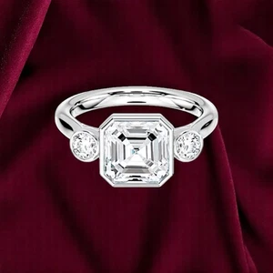 IGI Certified Lab Grown Diamond Wedding Ring 1.90 Ct Asscher Cut 14K White Gold - Picture 1 of 12