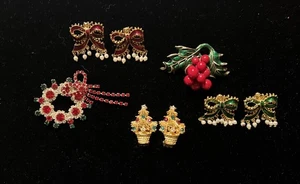 Lote de broches y pendientes de clip vintage de Navidad Boucher y más - Imagen 1 de 8