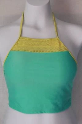 NOVO Maiô Feminino Gola Alta Halter Top Tamanho Pequeno Verde Terno de Banho Piscina - Imagem 1 de 2