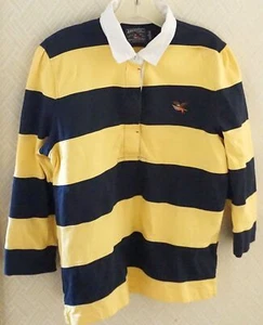 American Living Blue Yellow Striped Rugby Casual Shirt LARGE Boy's Collared BTS - Picture 1 of 6