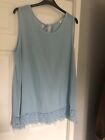 New One Size Ladies Pale Blue Sleevless Top With Crochet Hem