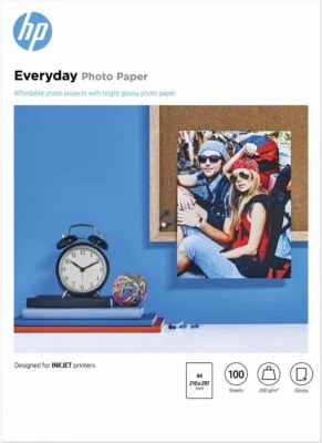 HP Everyday Photo Paper Gloss Glossy 200gsm A4 1 x Pack of 100 Sheets Q2510A UK - Image 1 of 4