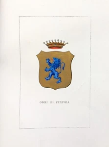 1882 ARALDICA STEMMA FAMIGLIA DEGLI ODDI PERUGIA Litografia - Imagen 1 de 1