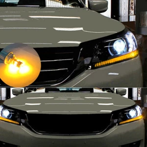 2x Amber Yellow LED Light Fit for 2014-2017 Honda Accord Headlight Strip Bulbs - Picture 1 of 10