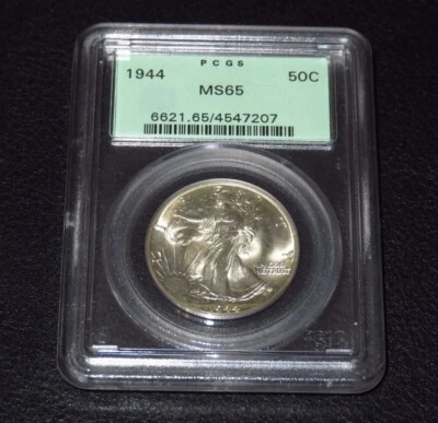 OGH. 1944 Walking Liberty Half Dollar PCGS MS65. Under Graded. MS 67 Eye Appeal - Image 1 of 2