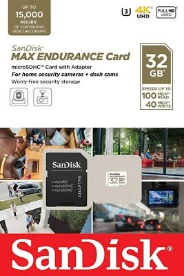 Sandisk MAX ENDURANCE MicroSD Videoüberwachung 4K Speicher 32GB 64GB 12GB 256GB - Bild 1 von 4