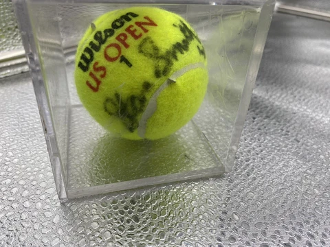 US Open Tennis Ball Stan Smith AUTO Autograph And Case Wilson Cover